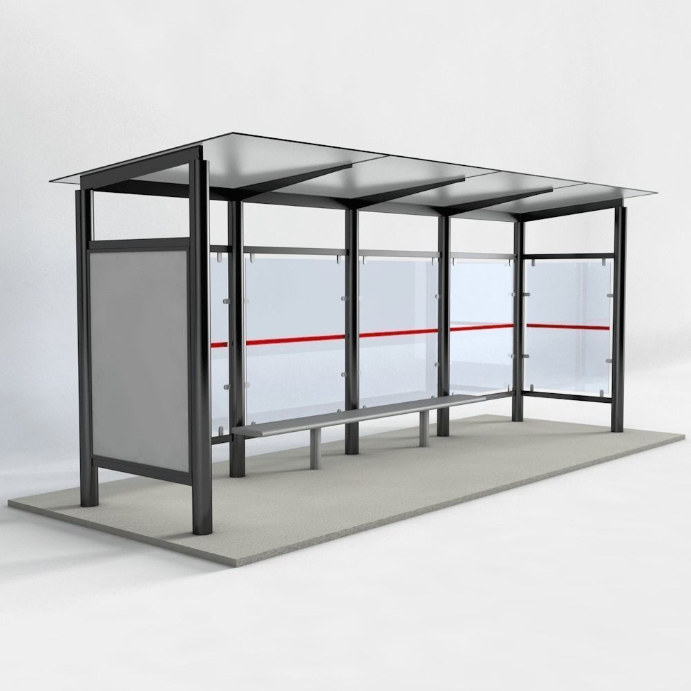 Bus Stop Low-poly 3D model_1