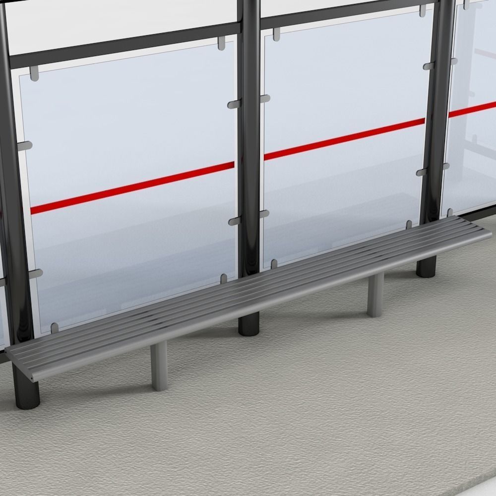 Bus Stop Low-poly 3D model_5