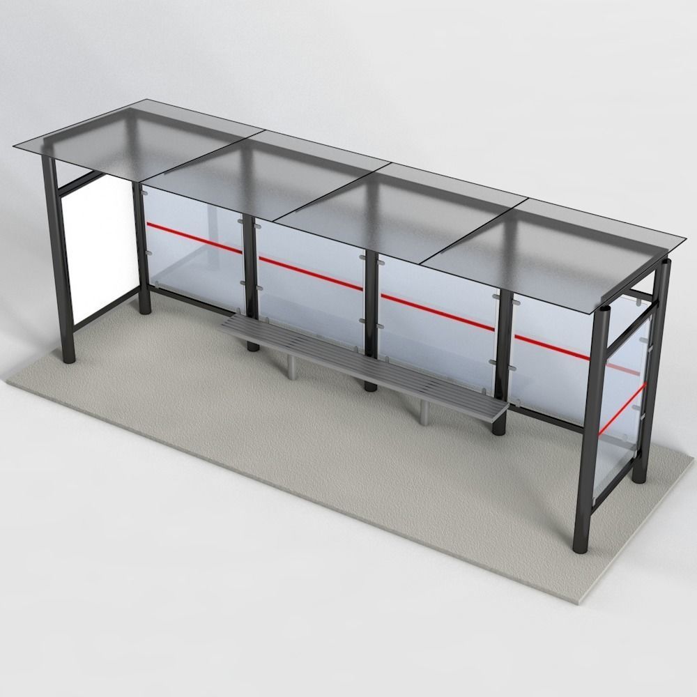 Bus Stop Low-poly 3D model_3