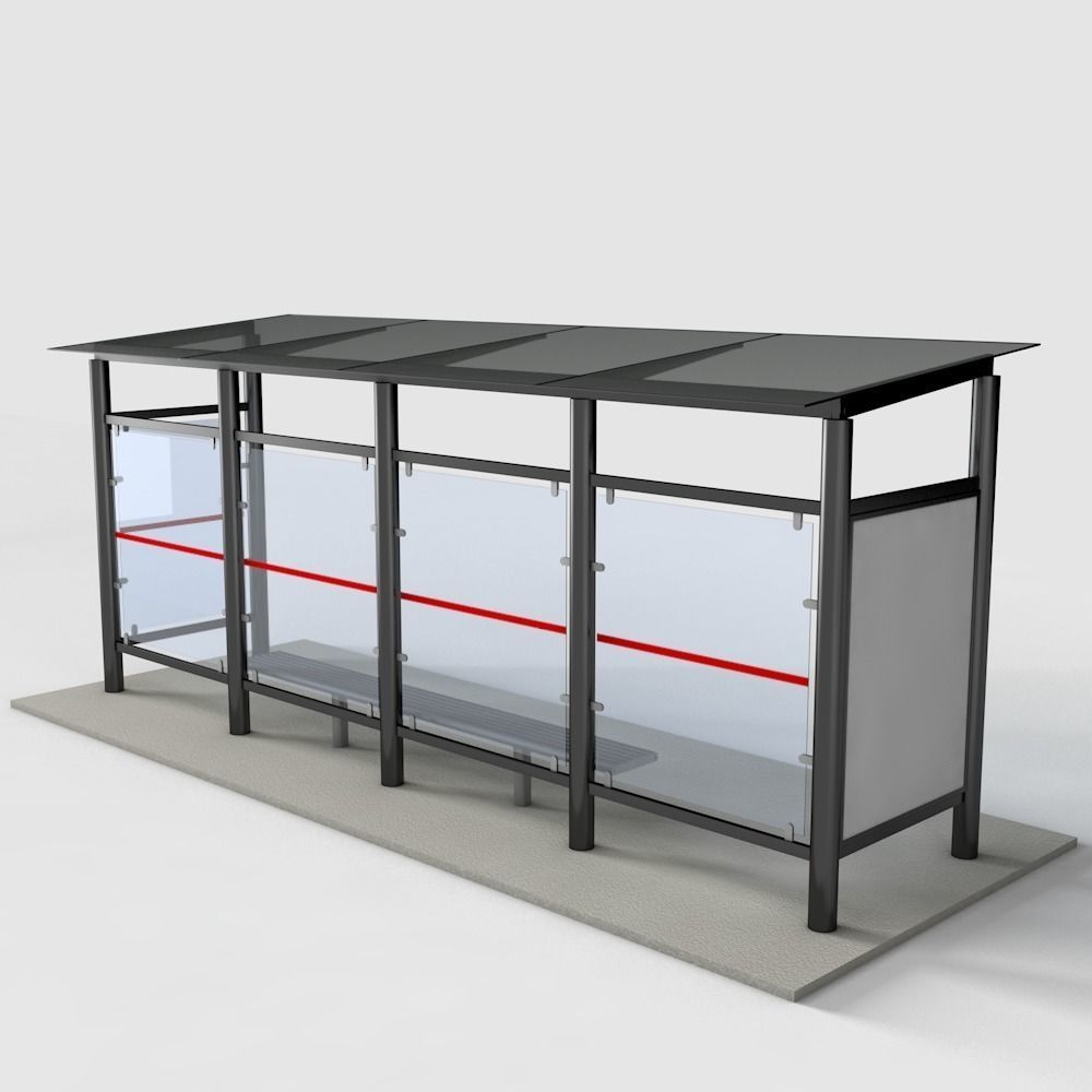 Bus Stop Low-poly 3D model_4