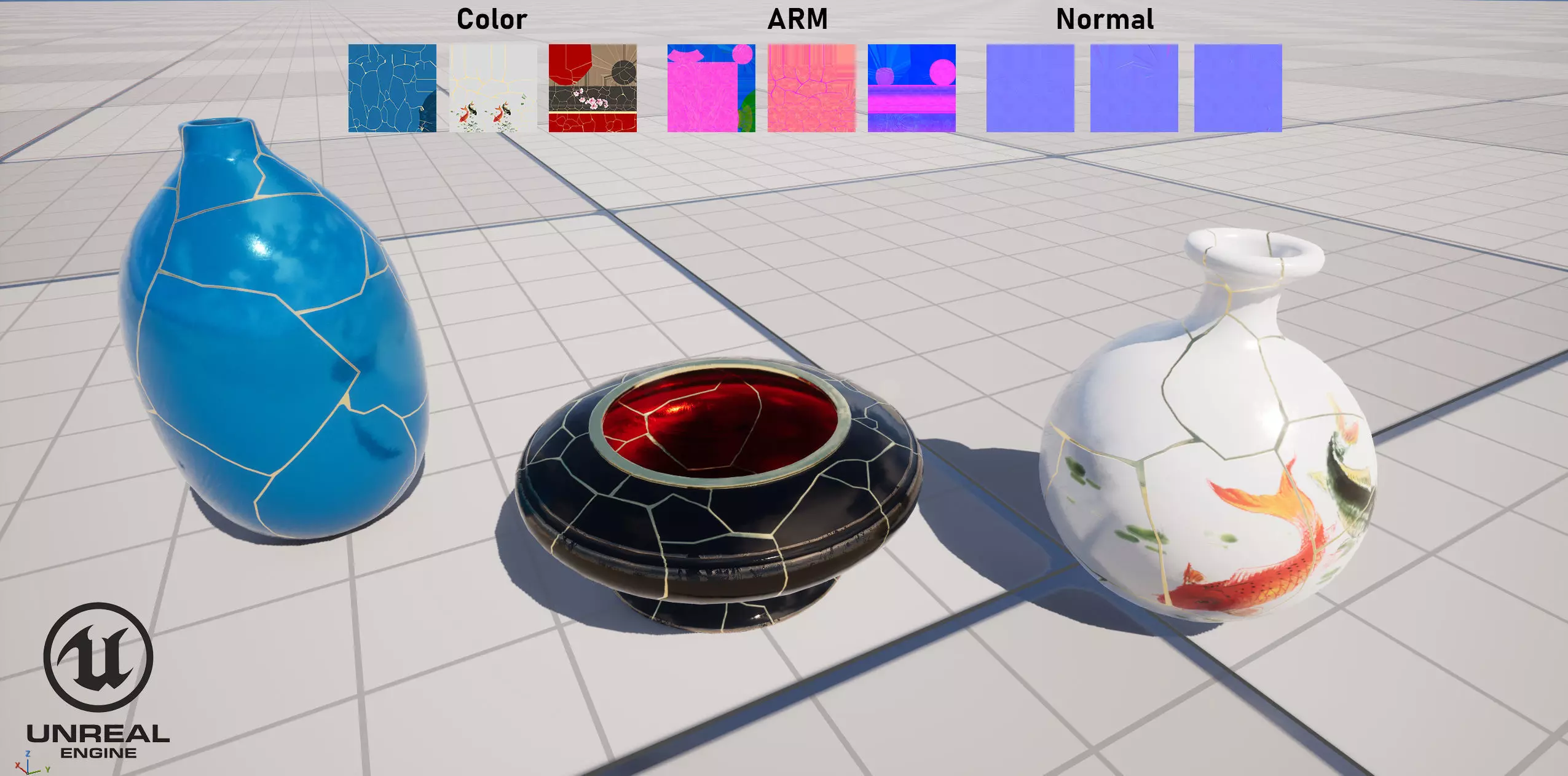 Kintsugi Vases  Low-poly 3D model_13