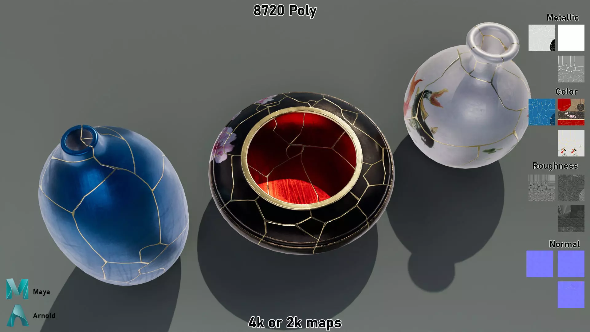 Kintsugi Vases  Low-poly 3D model_3