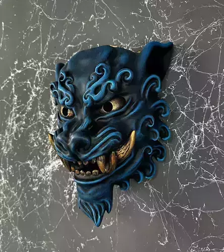 Blue Japanese Flame Fury Oni toy 3D print model
