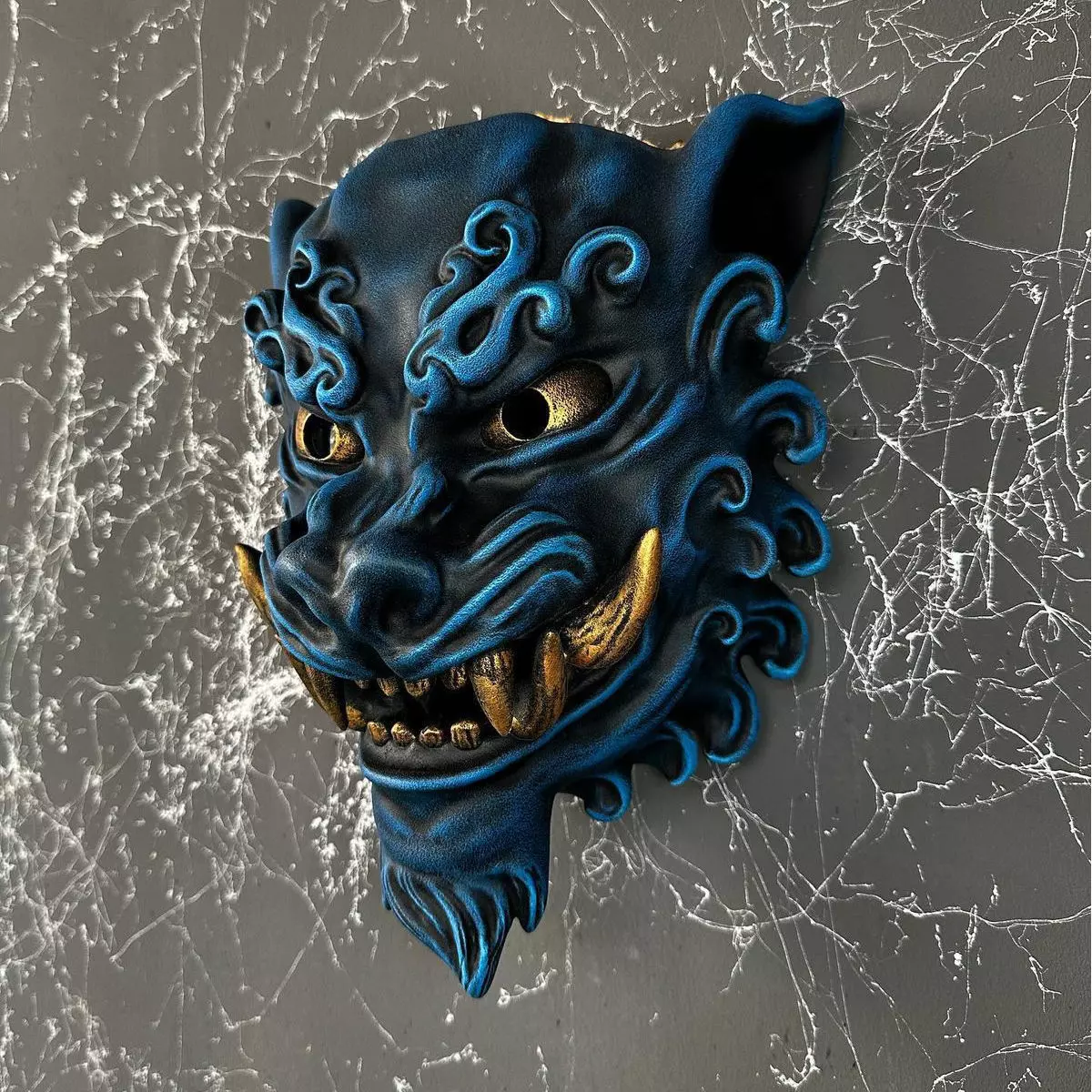 Blue Japanese Flame Fury Oni toy 3D print model