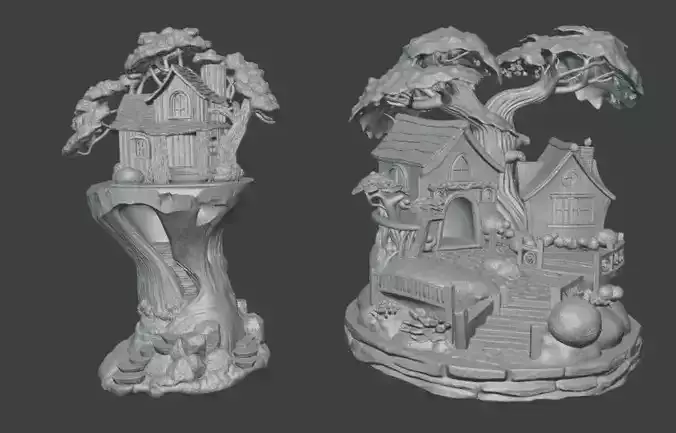 Fantasy Treehouse Village Miniature Fairy House