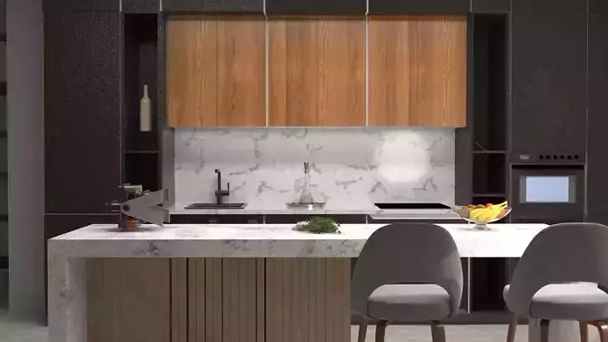 Modern Minimalist Kitchen Interior  