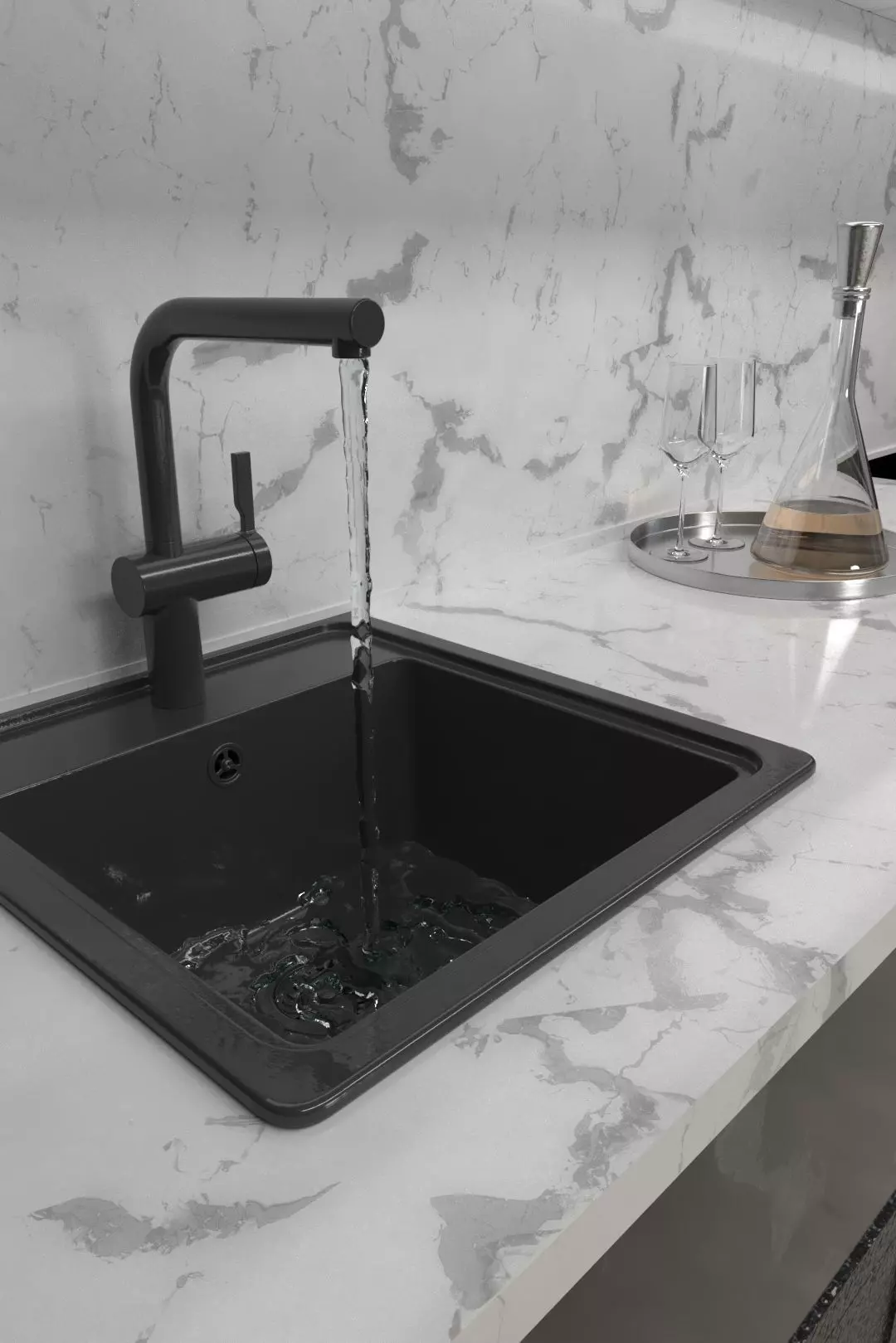 Modern Minimalist Kitchen Interior Free 3D model_2