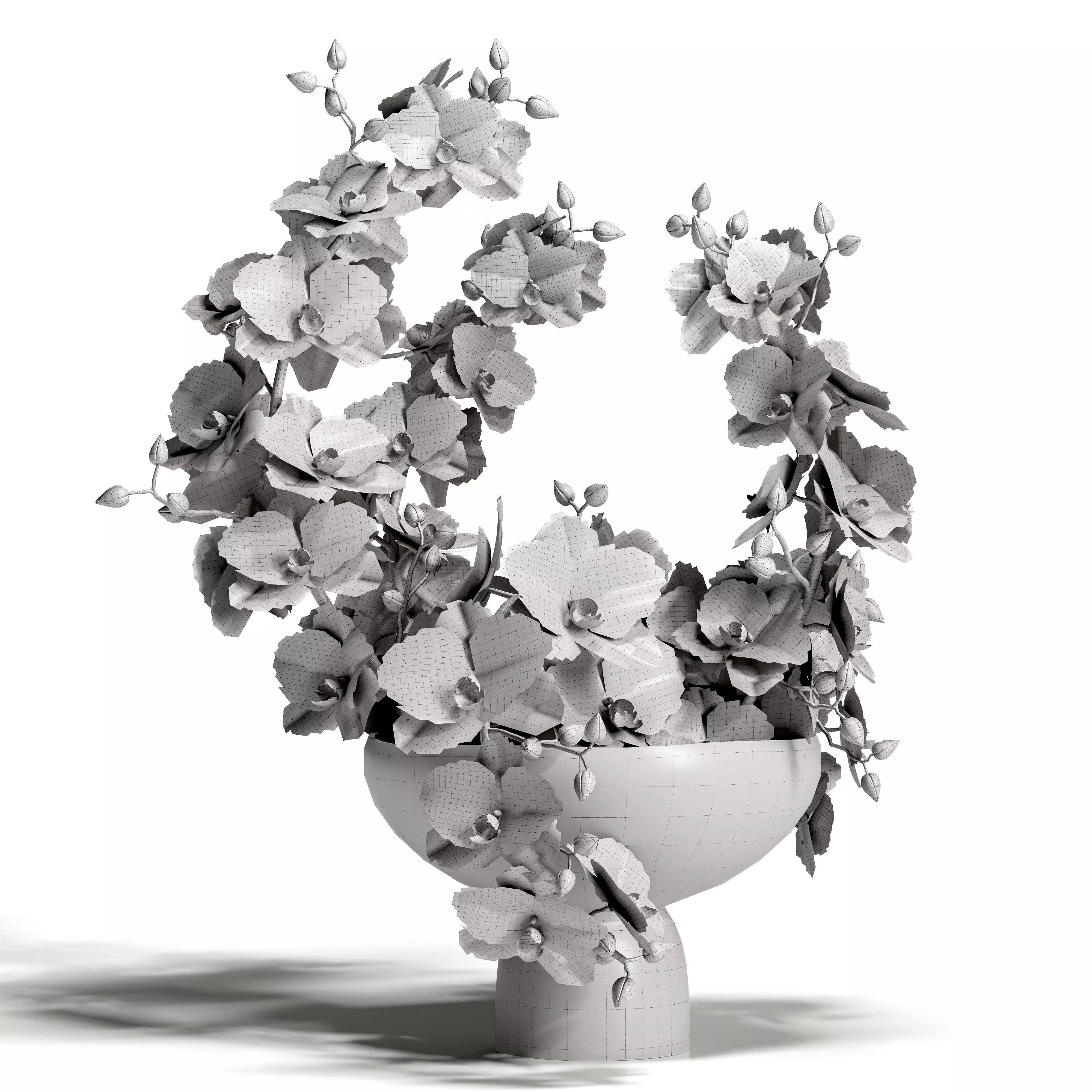 Sculpted Serenity Pink and White Orchids 3D model_6