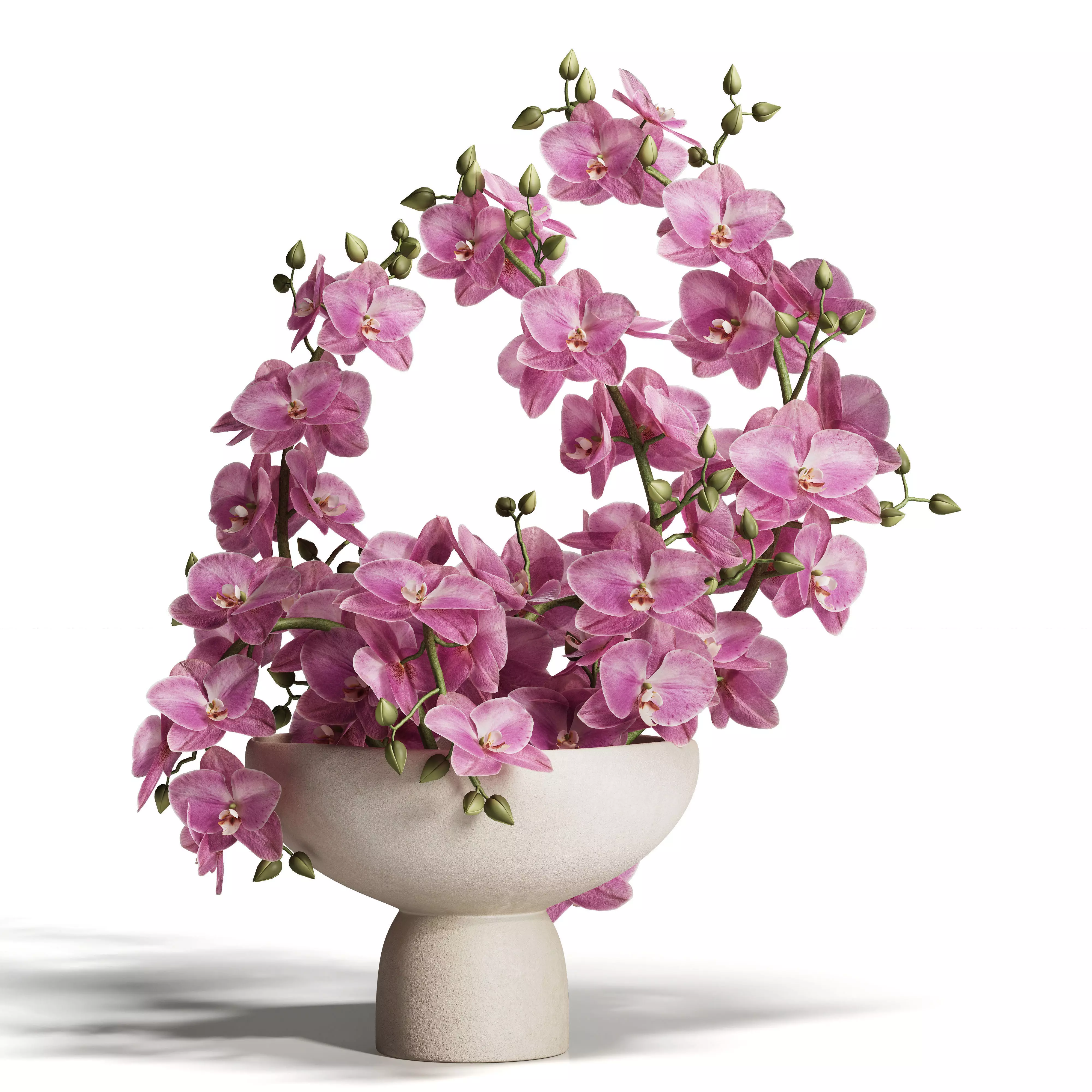 Sculpted Serenity Pink and White Orchids 3D model_5