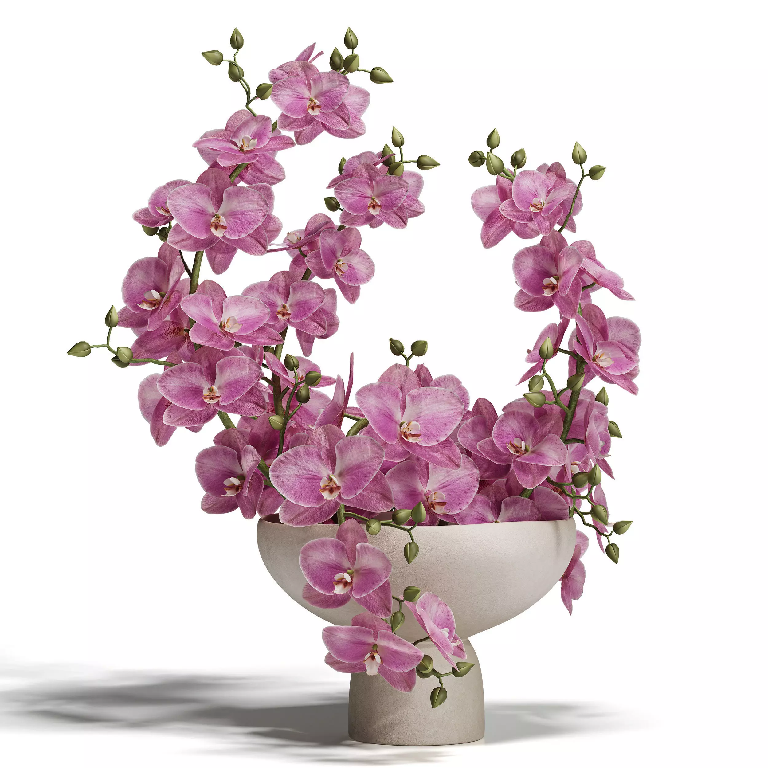 Sculpted Serenity Pink and White Orchids 3D model_0
