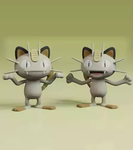 Meowth Pokemon Fanart 2 Poses 3D print model