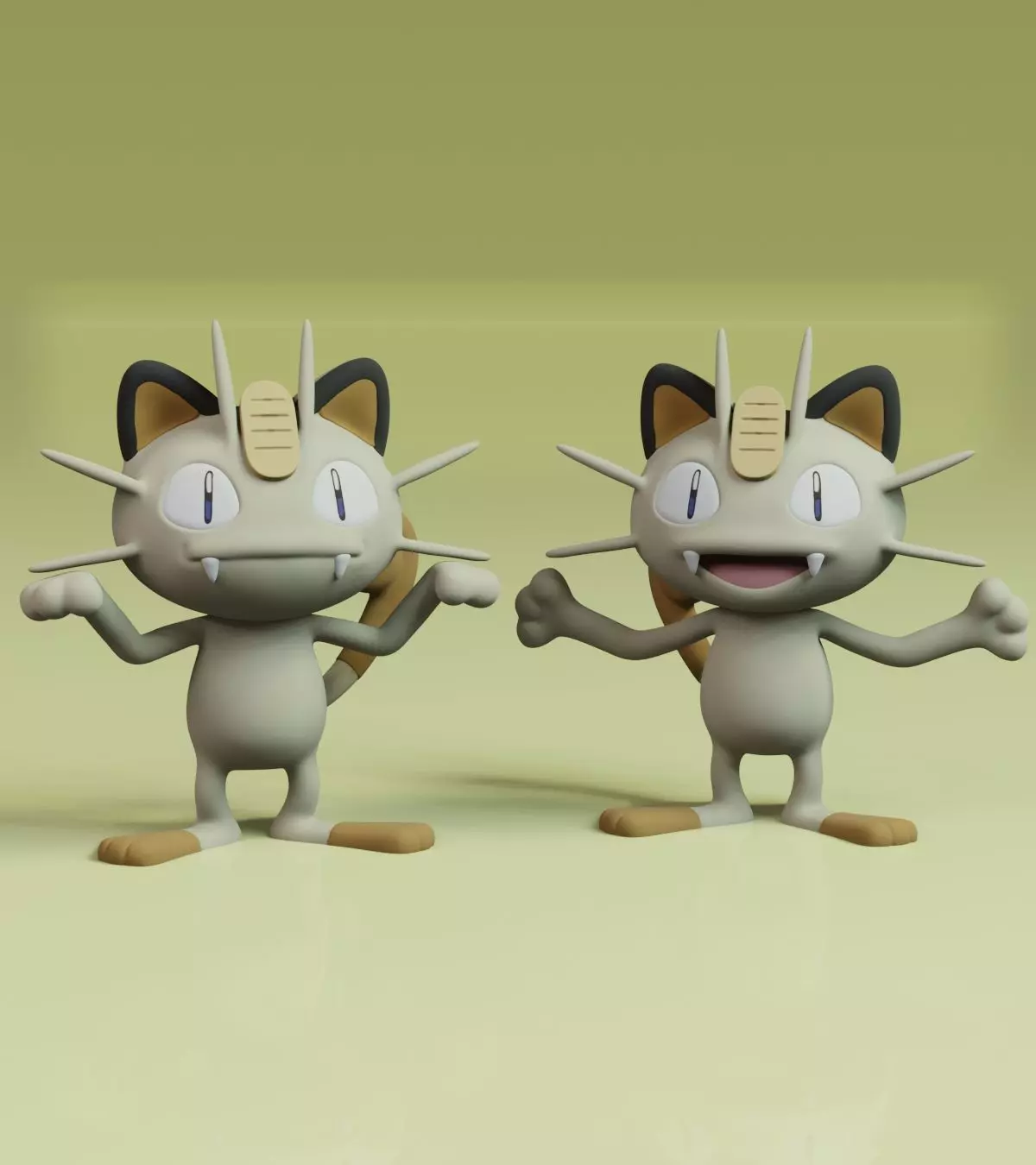 Meowth Pokemon Fanart 2 Poses 3D print model