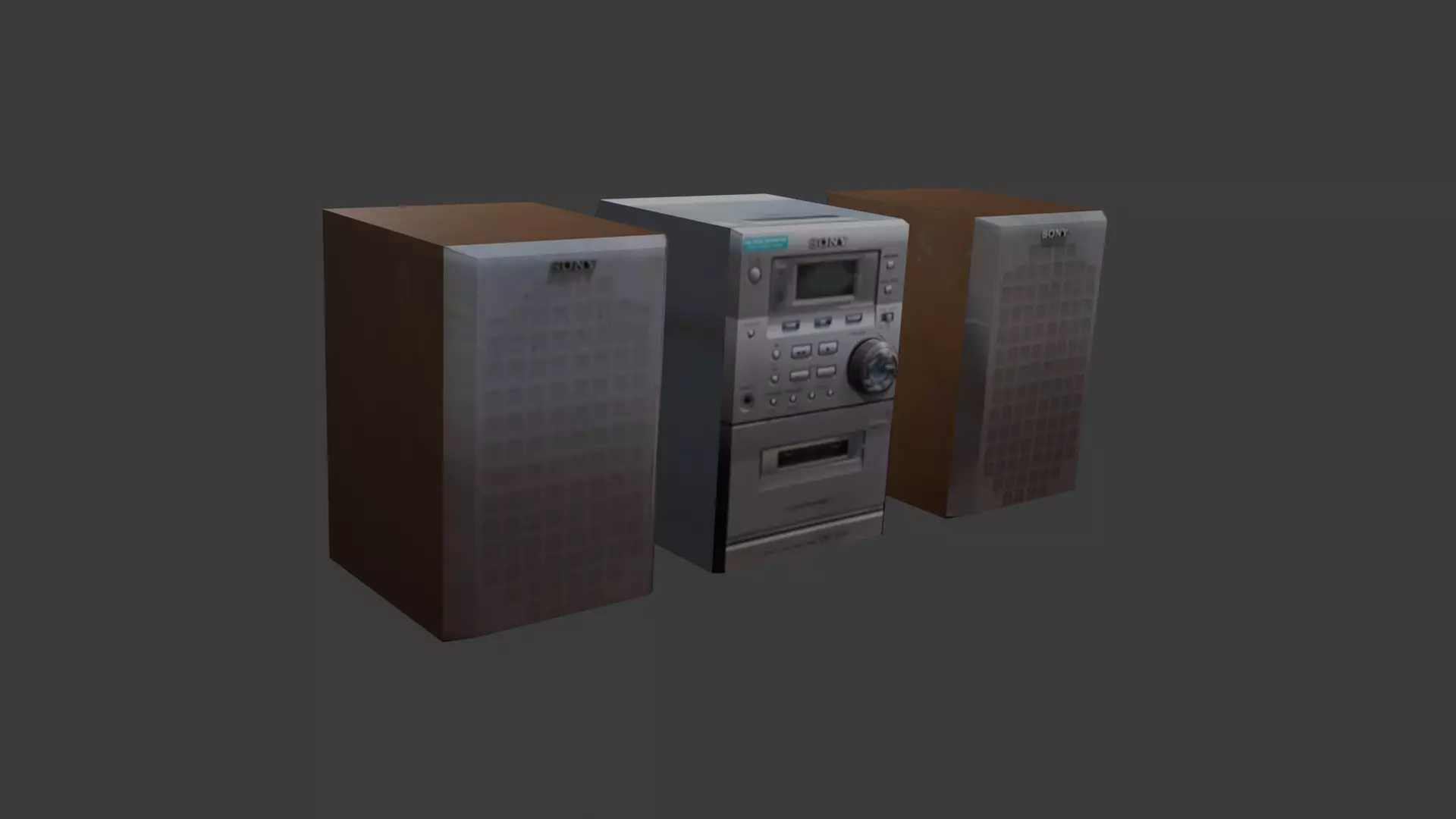 Sony stereo sound system game-ready Free low-poly 3D model