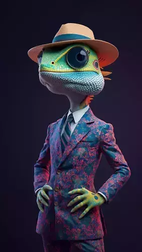 Lizard in a Stylish Hat Fun 3D Model