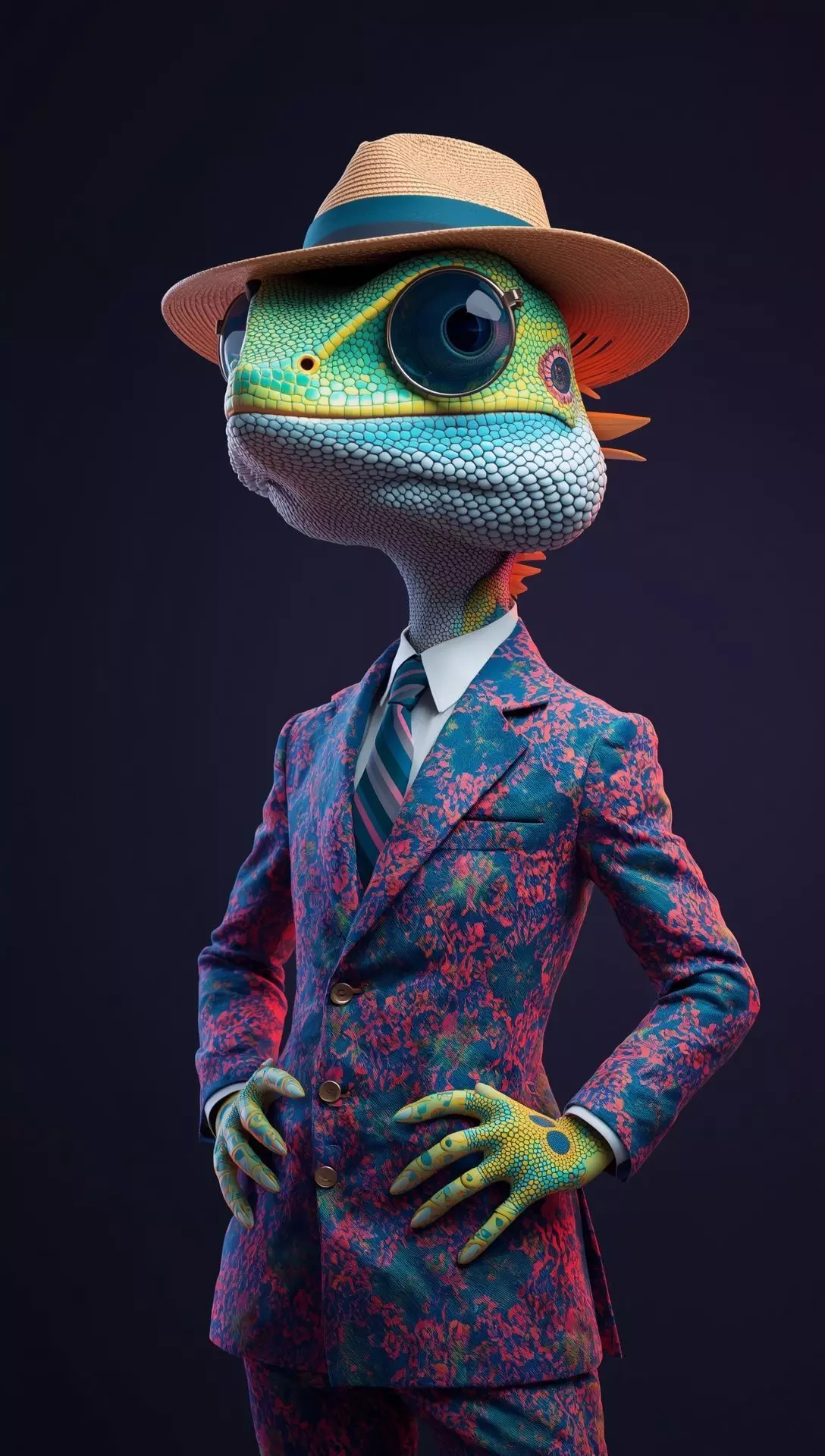Lizard in a Stylish Hat Fun 3D Model 3D model_0