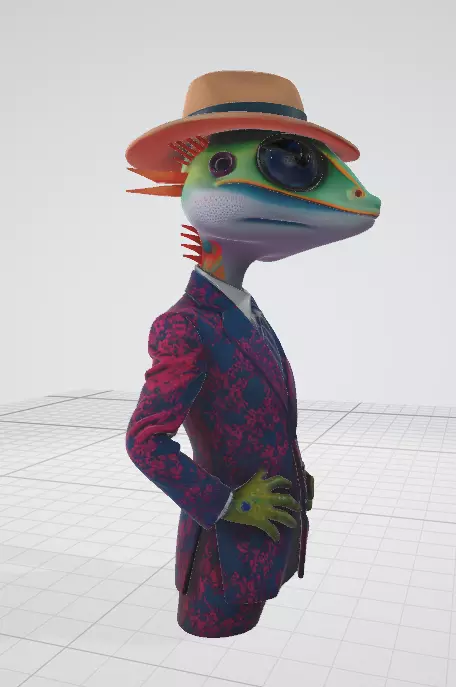 Lizard in a Stylish Hat Fun 3D Model 3D model_4