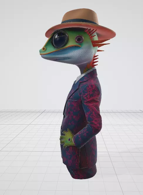 Lizard in a Stylish Hat Fun 3D Model 3D model_2