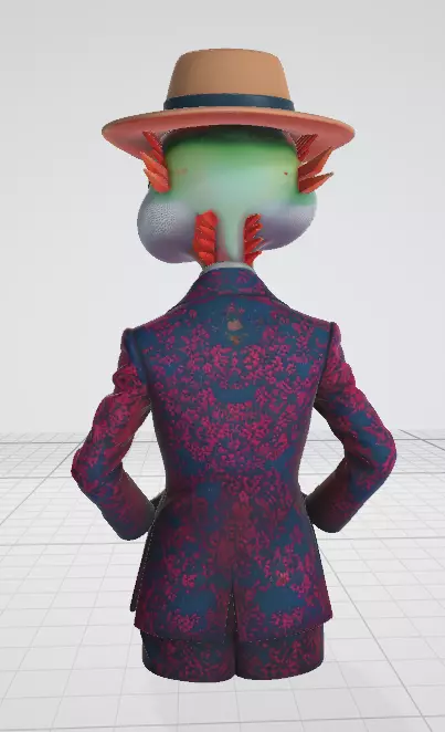 Lizard in a Stylish Hat Fun 3D Model 3D model_3