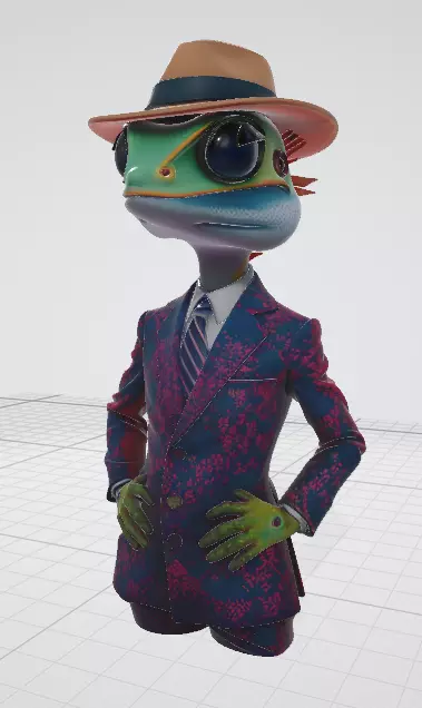 Lizard in a Stylish Hat Fun 3D Model 3D model_1