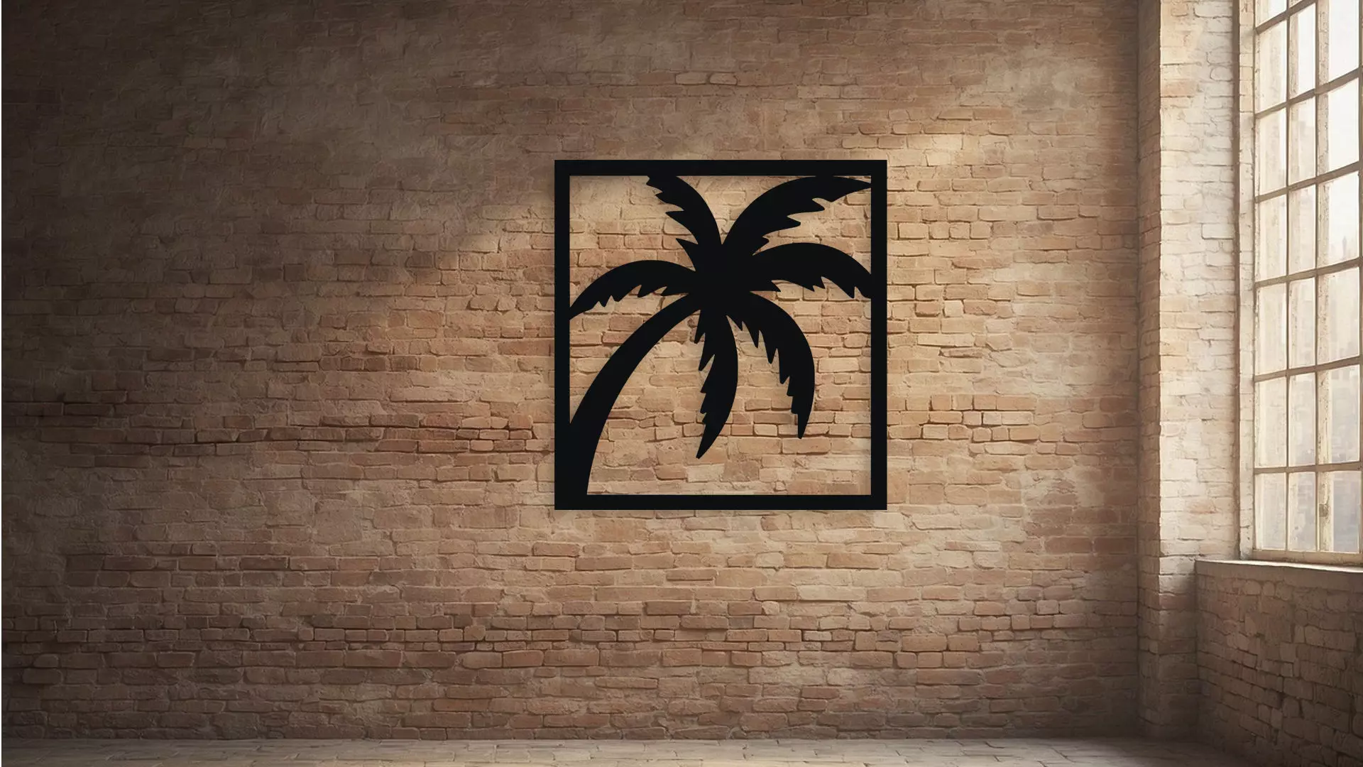 Palm Tree Silhouette Wall Decor 3D model_0