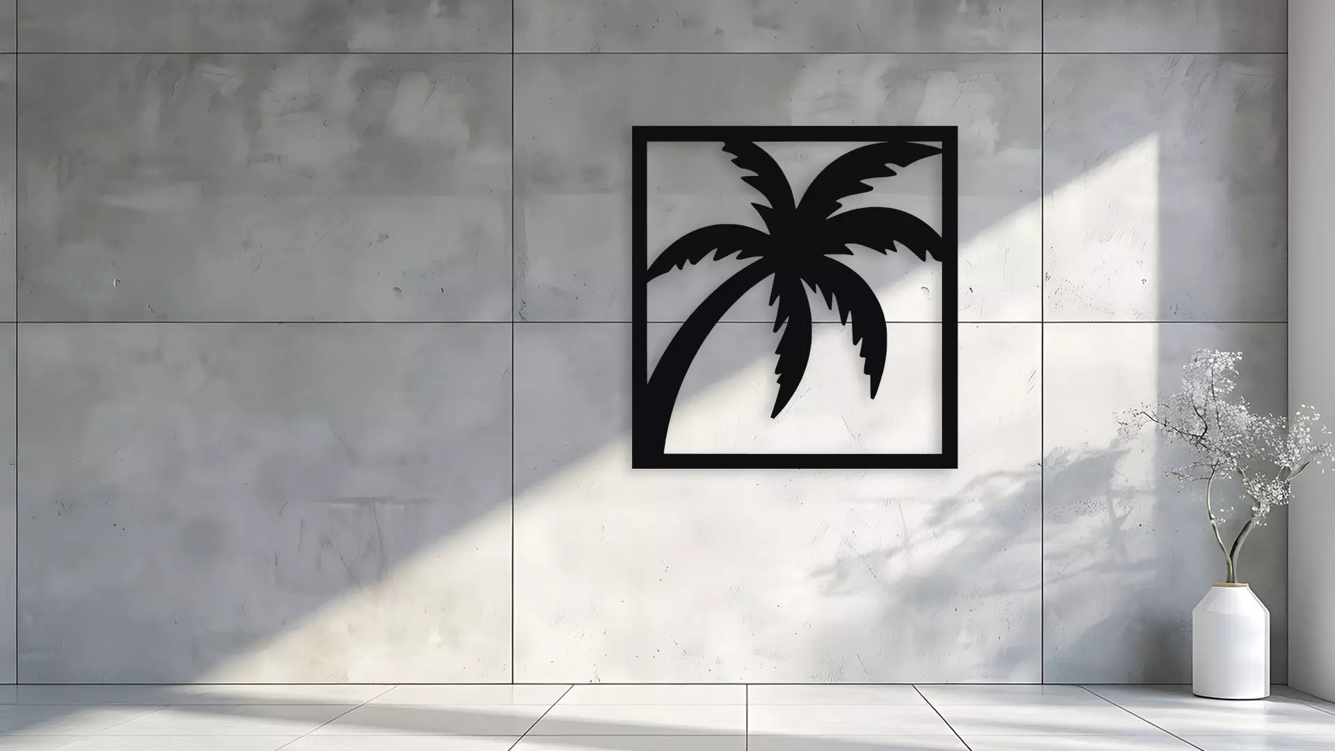 Palm Tree Silhouette Wall Decor 3D model_1