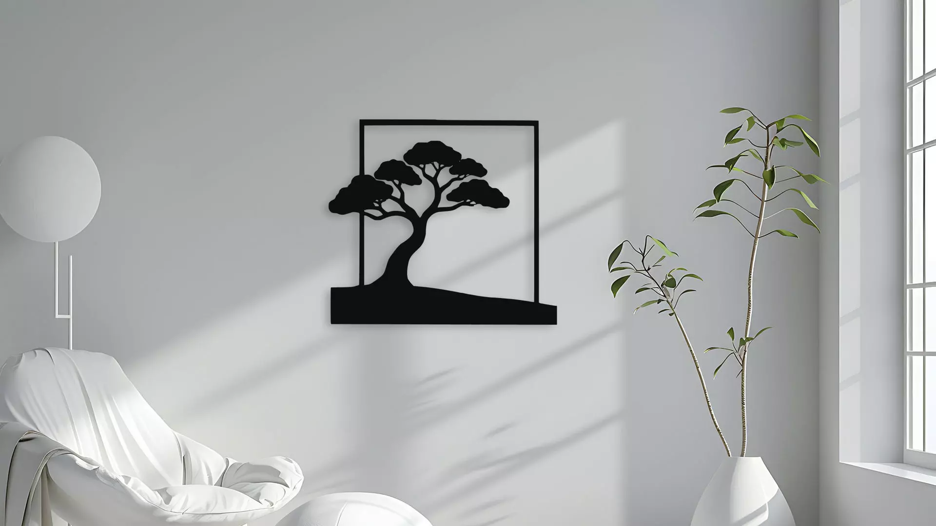 Tree Silhouette Wall Art Minimalist Decor 3D model_4