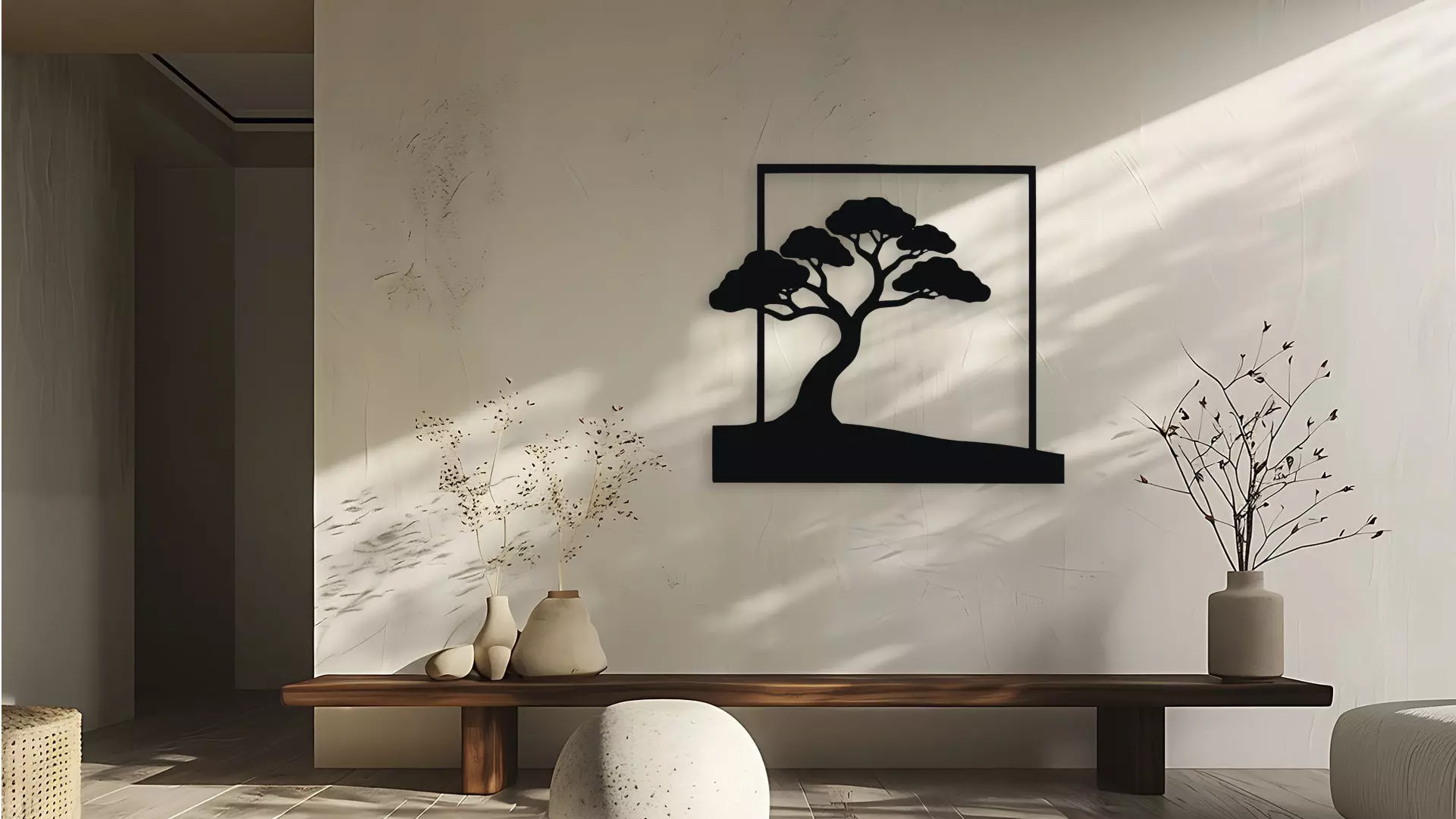 Tree Silhouette Wall Art Minimalist Decor 3D model_3