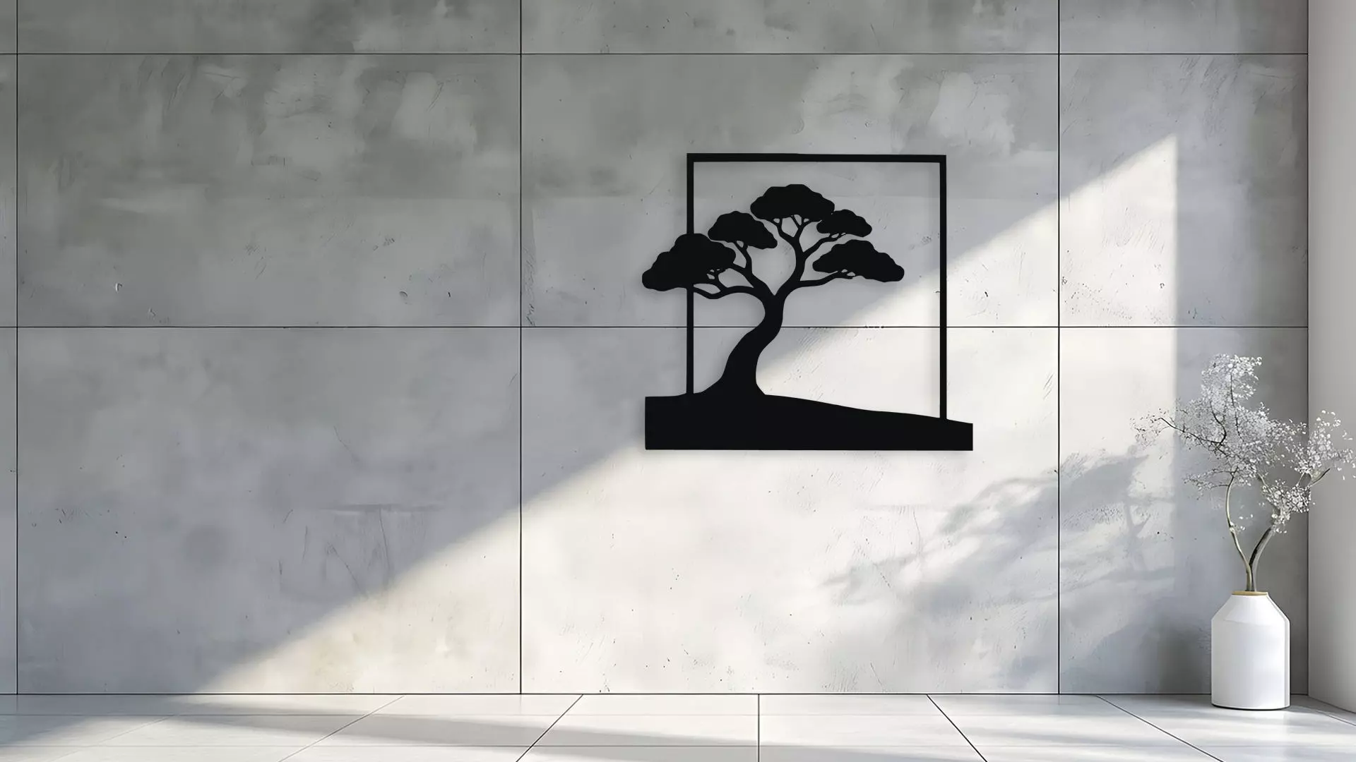 Tree Silhouette Wall Art Minimalist Decor 3D model_1