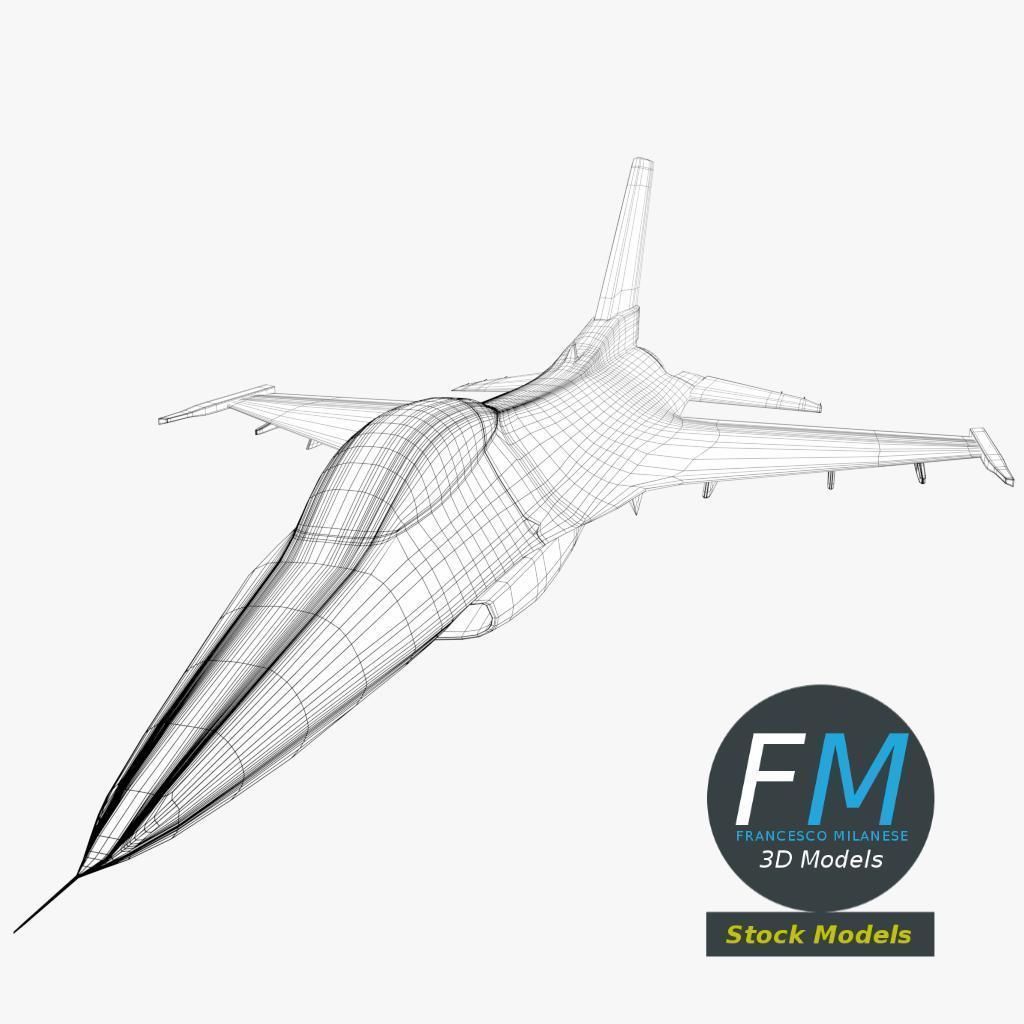 F-16 Fighting Falcon base mesh 3D model_7