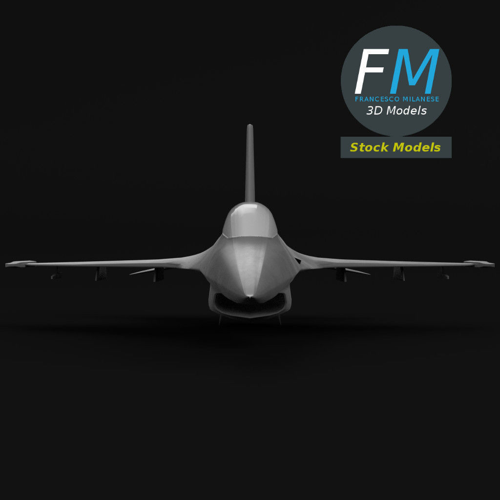 F-16 Fighting Falcon base mesh 3D model_3