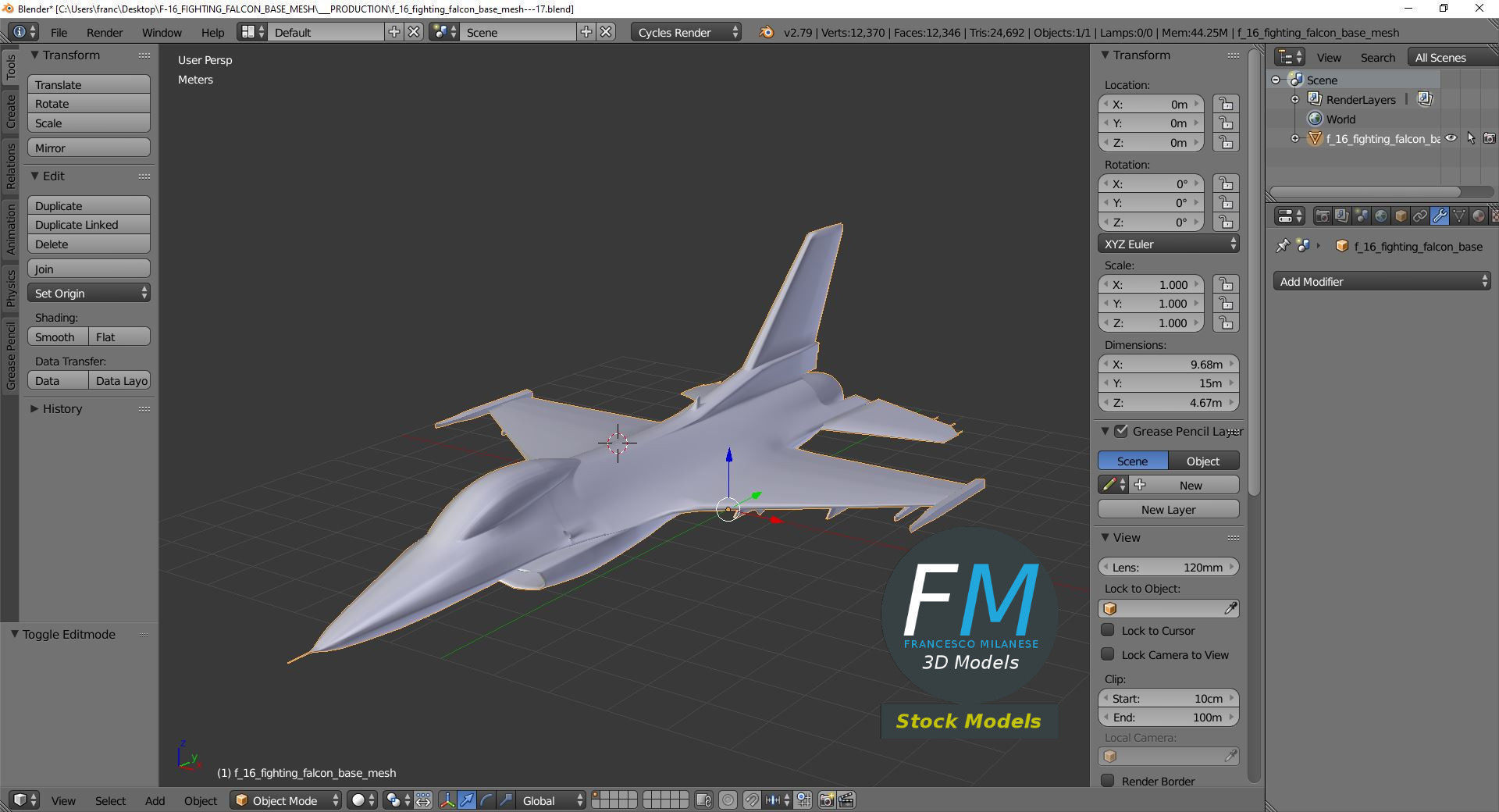 F-16 Fighting Falcon base mesh 3D model_9