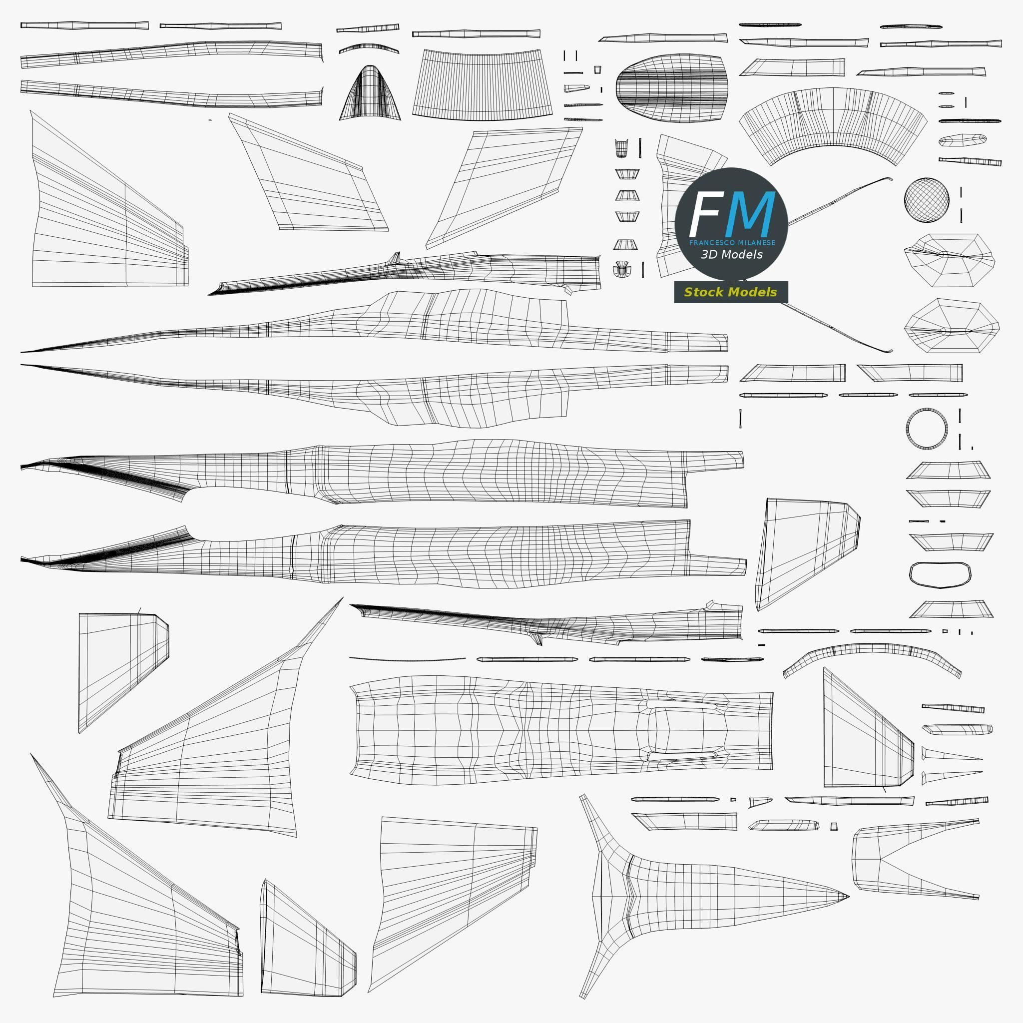 F-16 Fighting Falcon base mesh 3D model_11