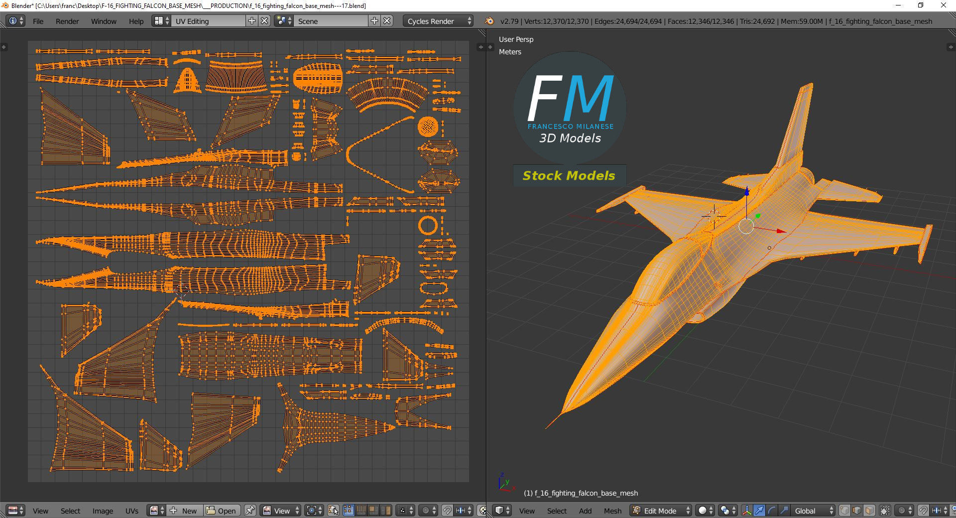 F-16 Fighting Falcon base mesh 3D model_10