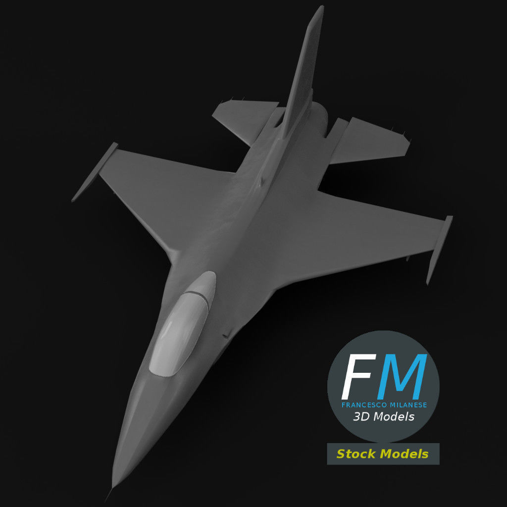 F-16 Fighting Falcon base mesh 3D model_5