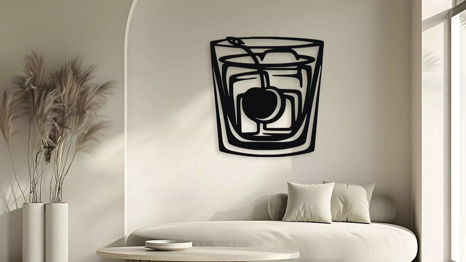 Cocktail Glass Cherry Ice Cube Wall Decor 3D model_5