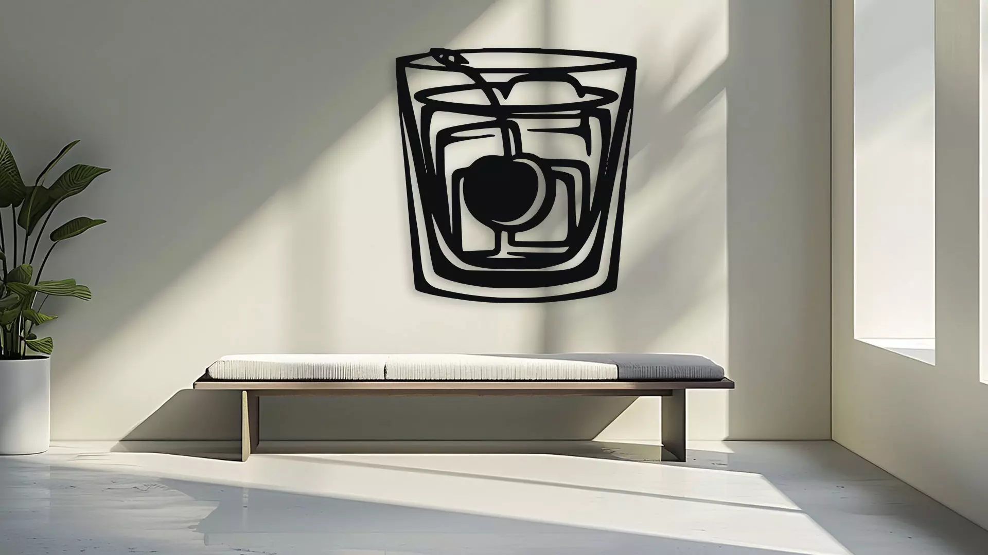 Cocktail Glass Cherry Ice Cube Wall Decor 3D model_3