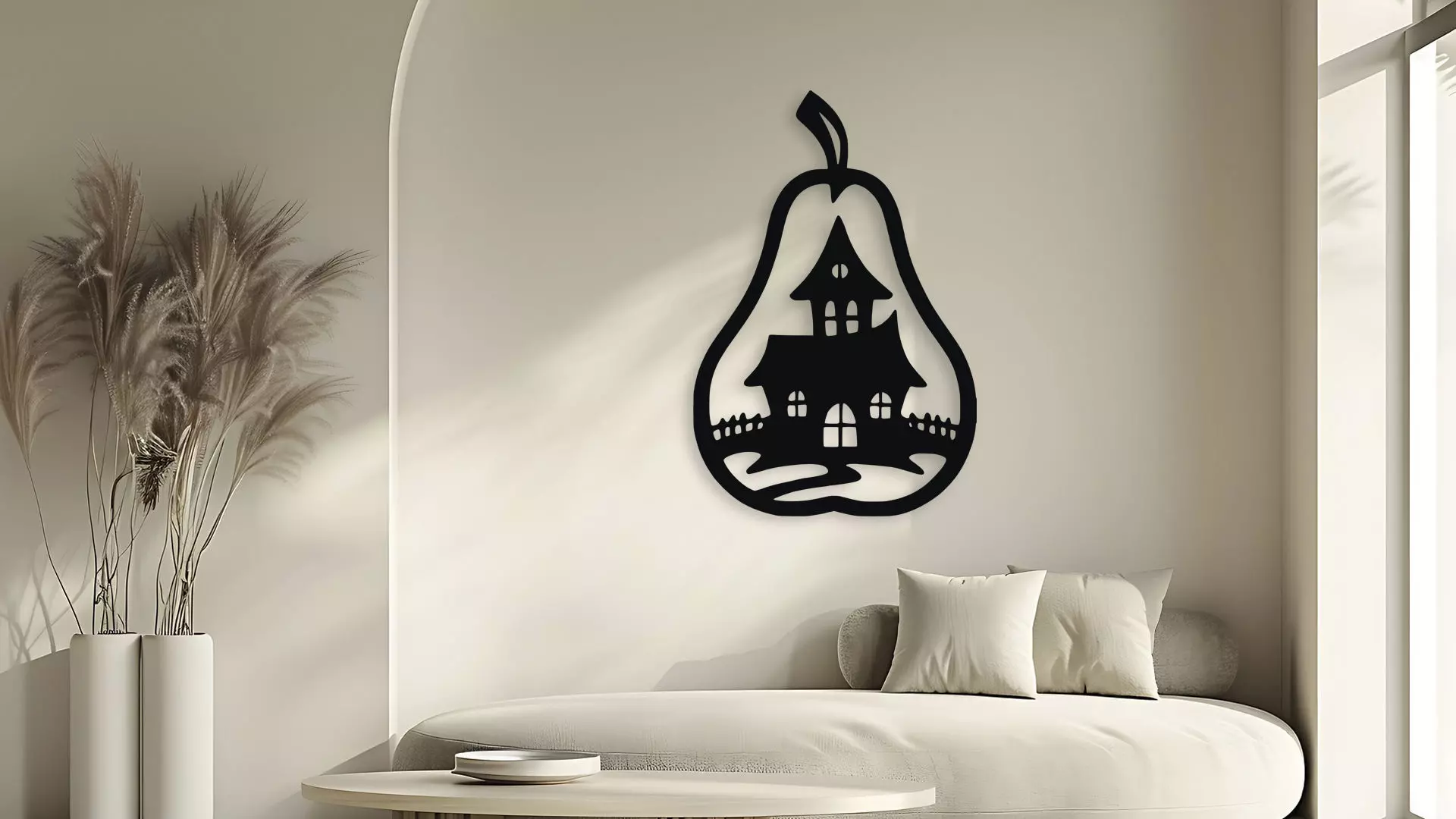 Haunted House Pear Silhouette wall decor art cncWall Decor 3D model_5