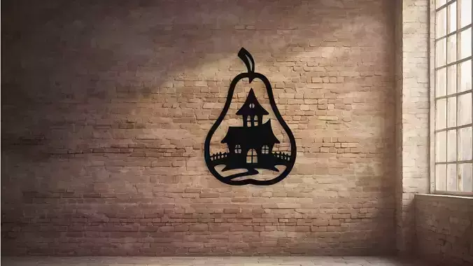 Haunted House Pear Silhouette wall decor art cncWall Decor