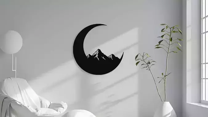 Moon Mountain Silhouette Wall Decor
