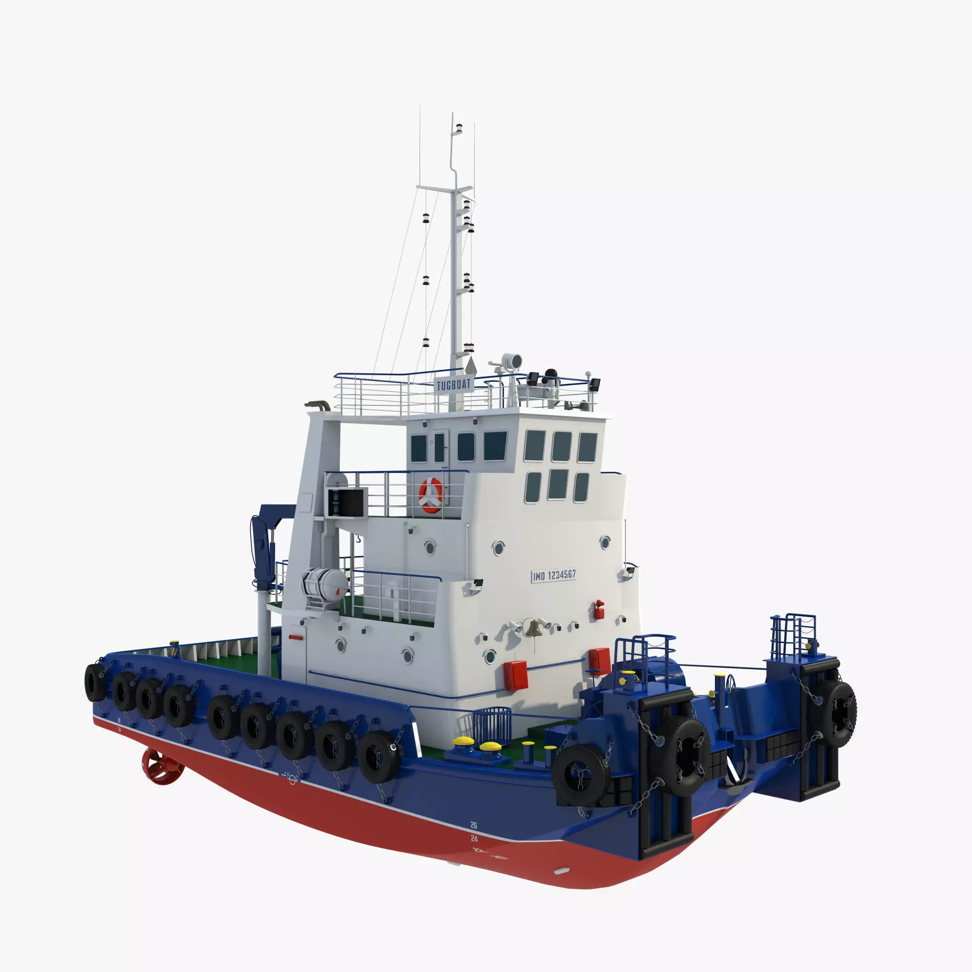 Tugboat Towing Ship 3D model_2