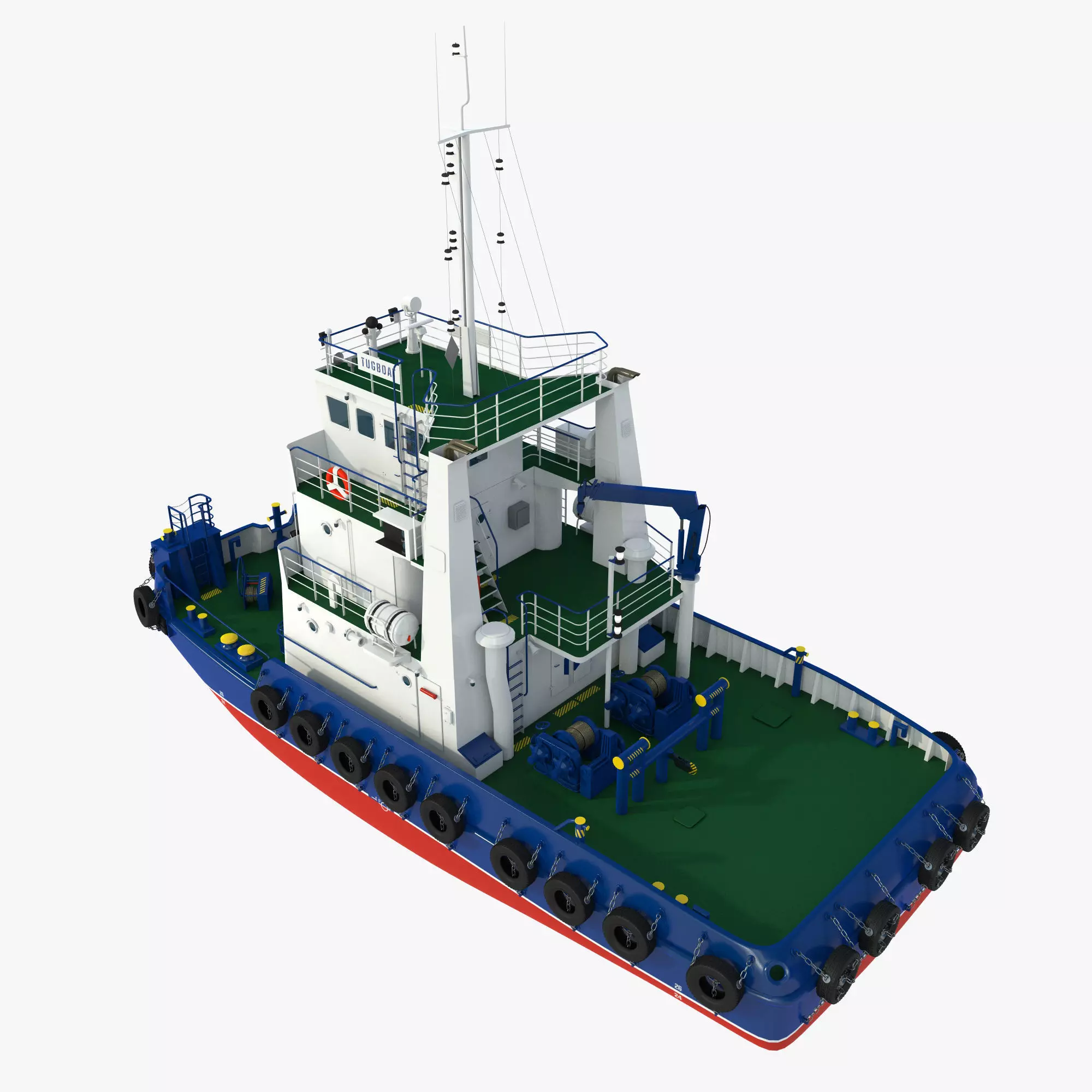Tugboat Towing Ship 3D model_8