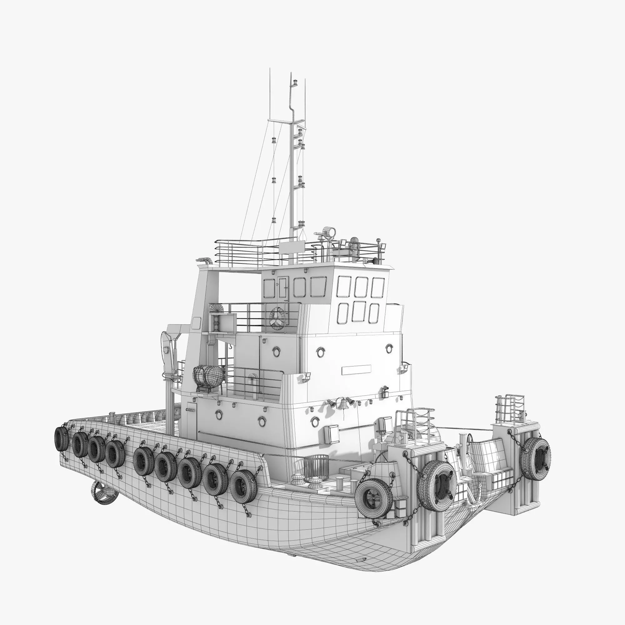Tugboat Towing Ship 3D model_15