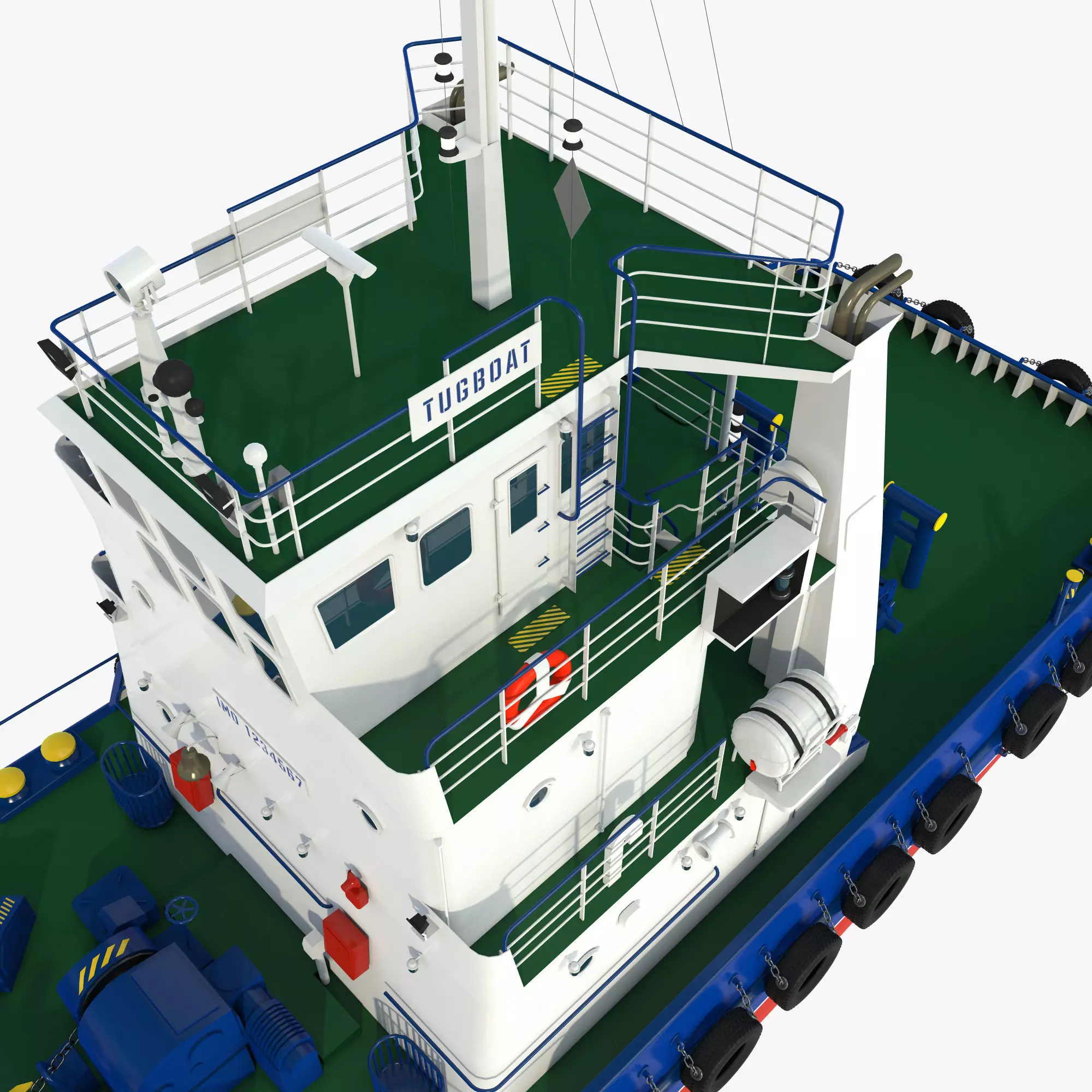 Tugboat Towing Ship 3D model_12