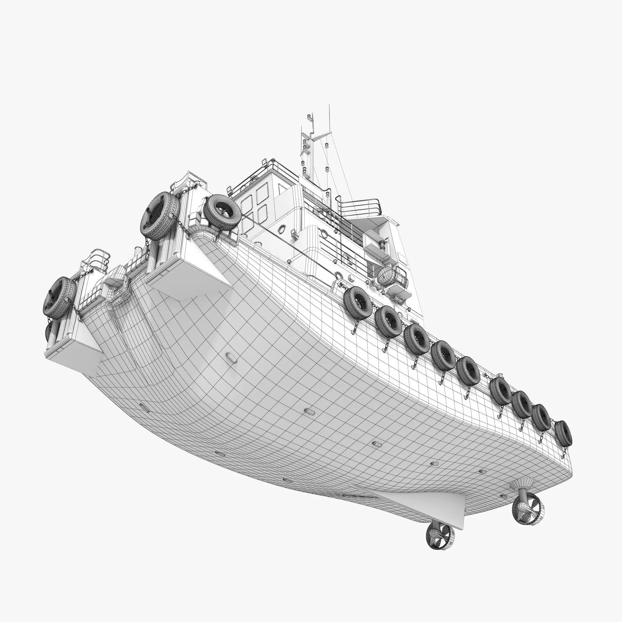 Tugboat Towing Ship 3D model_26