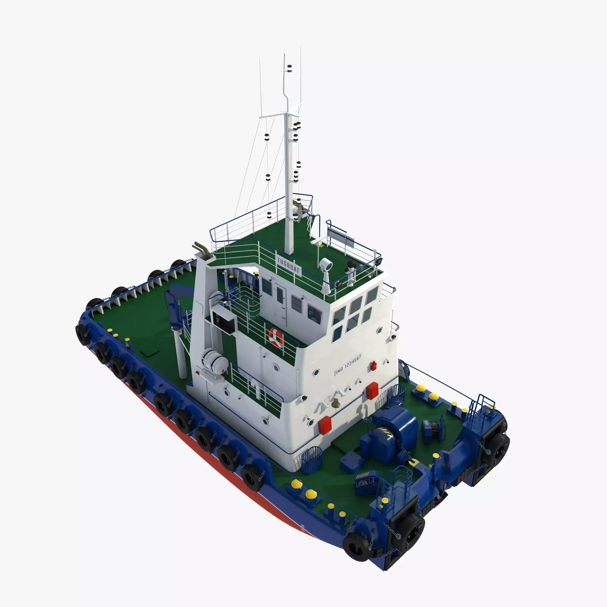 Tugboat Towing Ship 3D model_6