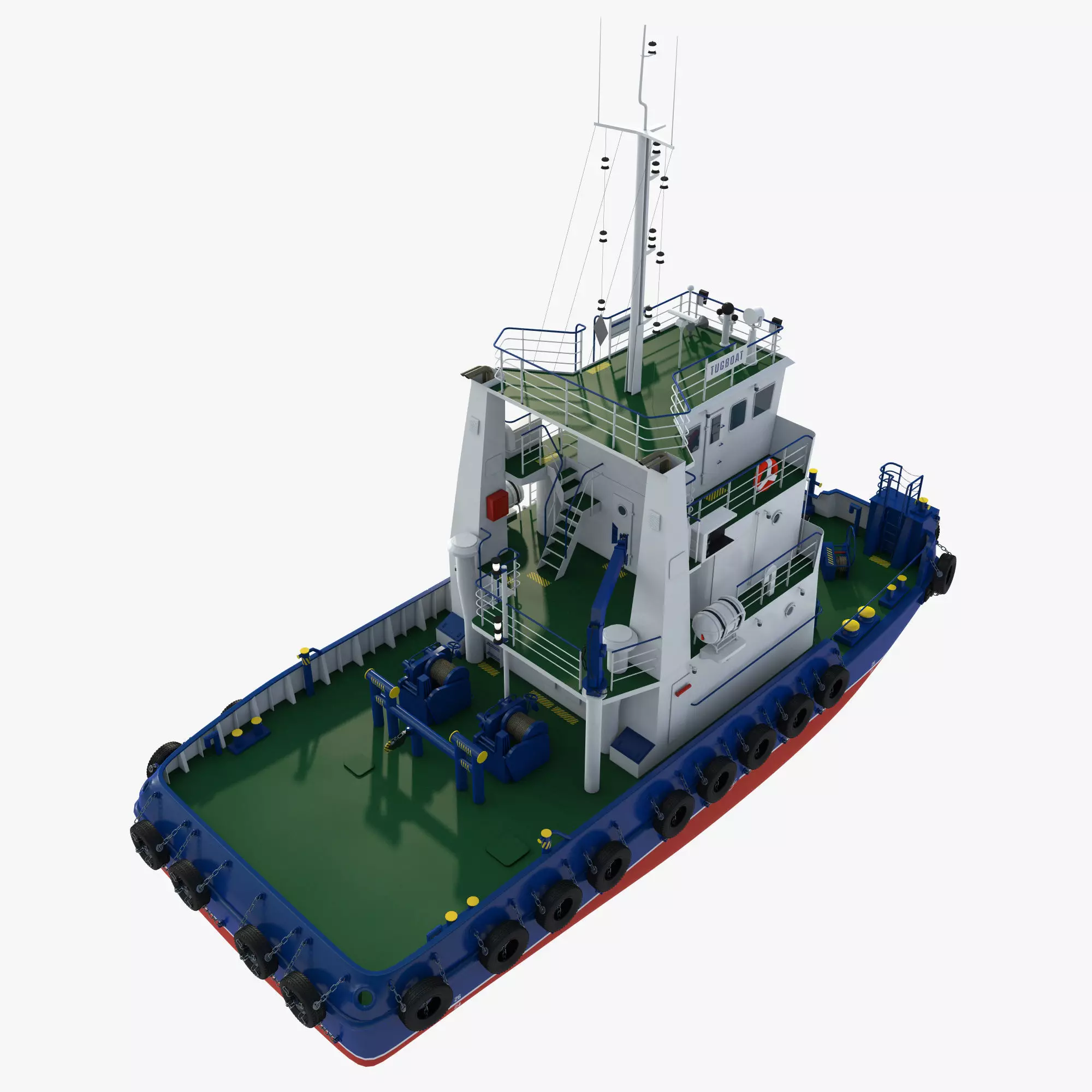 Tugboat Towing Ship 3D model_7