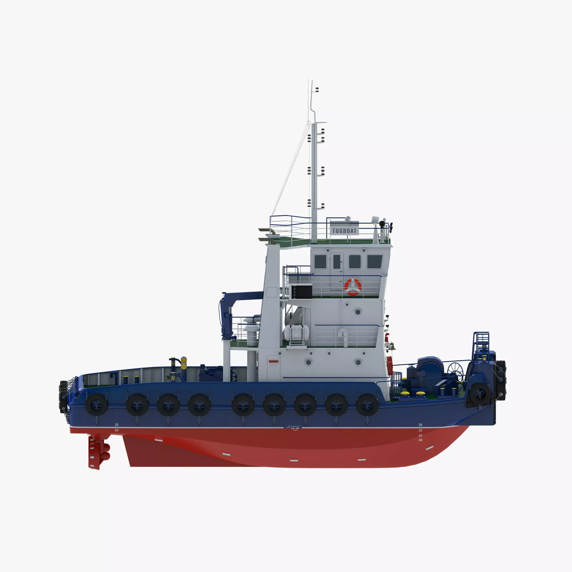 Tugboat Towing Ship 3D model_5