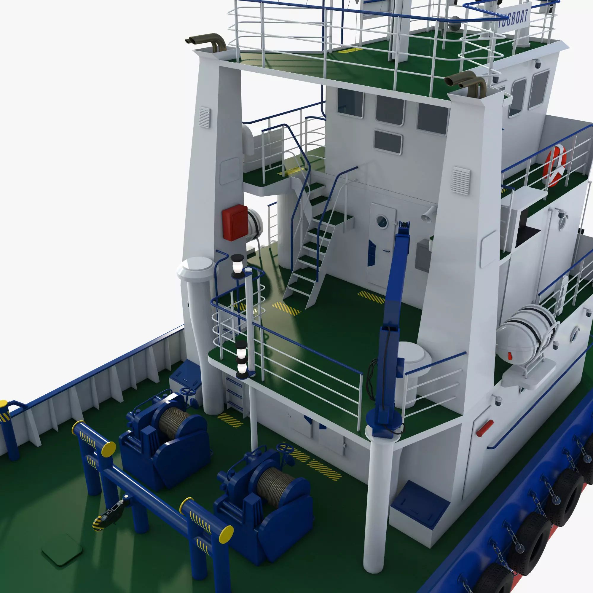 Tugboat Towing Ship 3D model_13