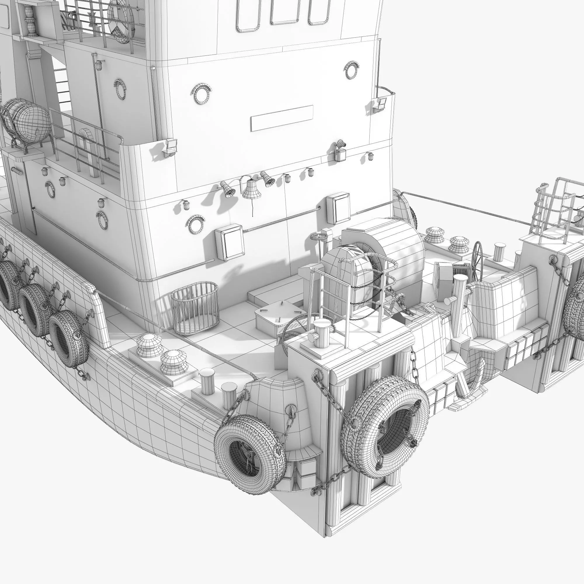 Tugboat Towing Ship 3D model_25