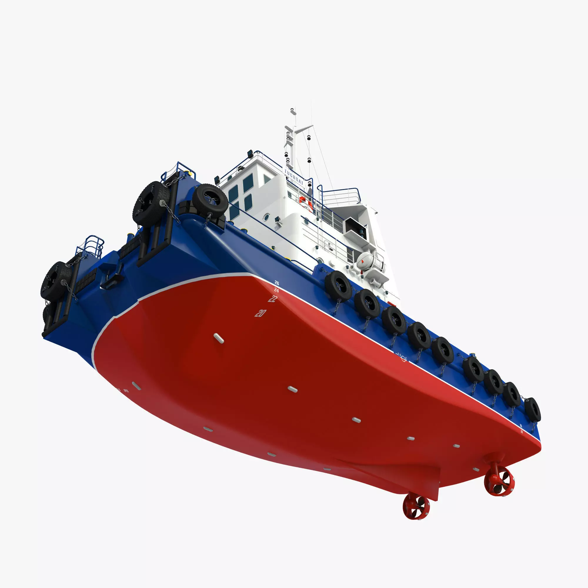 Tugboat Towing Ship 3D model_9